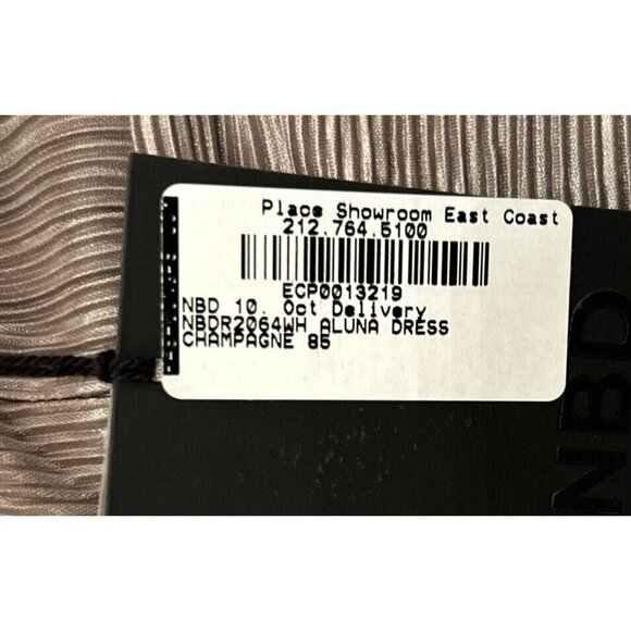 NBD Aluna Dress Size S Champagne Taupe V Back Drop Waist Cocktail Party Shimmer - Picture 5 of 6